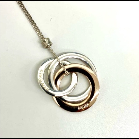 Tiffany 1837 Interlocking Circle Necklace,925 and Rubedo - Picture 7 of 9